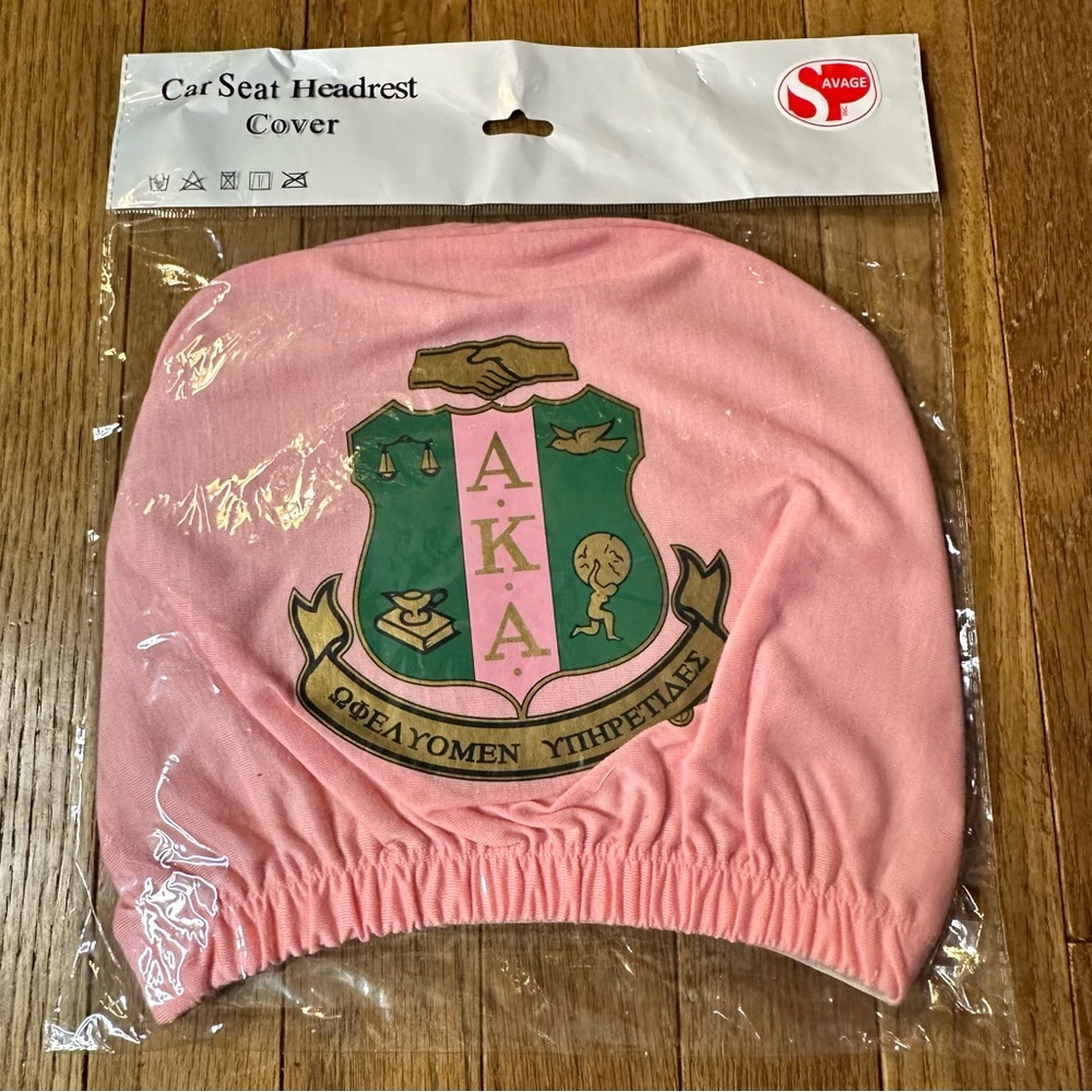 Salvage Pink and Green AKA Crest Car Seat Headrest Cover